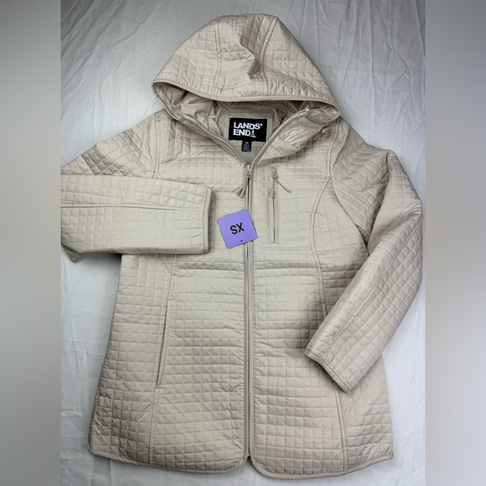 Lands' End Women's Beige Quilted Puffer Jacket New size XS